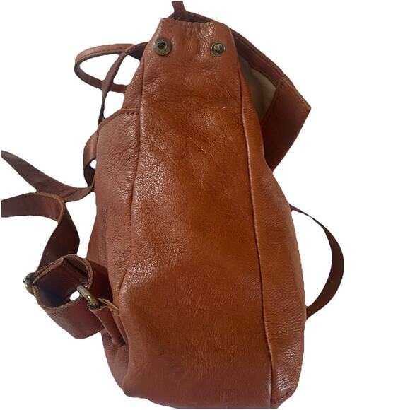 American Leather Co. Women’s Brown Leather Double Strap Casual Backpack Flaw - Picture 5 of 14